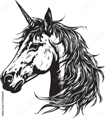 Unicorn, realistic unicorn  Vector illustration, SVG