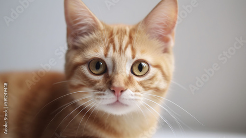 Intense Gaze of a Cat against Blurred Background in Close-up View generative ai © KWY