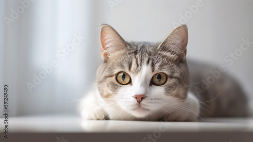 Dreamy Close-up: Breathtaking Focus on Cat with Subtle Blurred Background generative ai © KWY