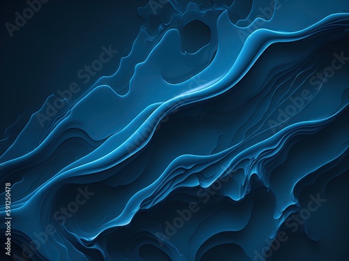 abstract blue transperency liquid wave background. ai generative photo