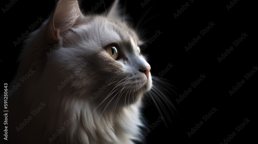 Hypnotic Stare: Mesmerizing Focus on Cat with Subtle Blurred Background generative ai