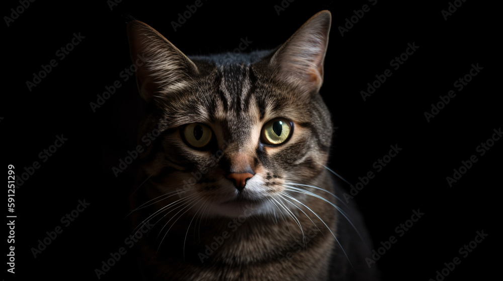 Regal Stare: Unbelievable Focus on Cat with Subtle Blur Background generative ai