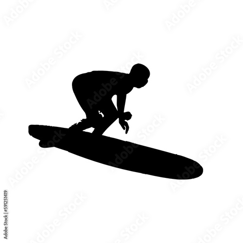 silhouette of a surfer with transparent background