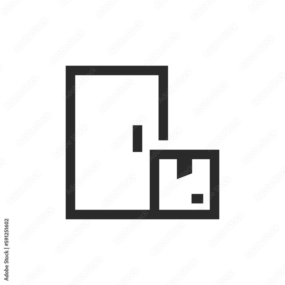 Delivery of the parcel to the door, linear style icon. The box is at the door. Editable stroke width Delivery of the parcel to the door, linear style icon. The box is at the door. Editable stroke width