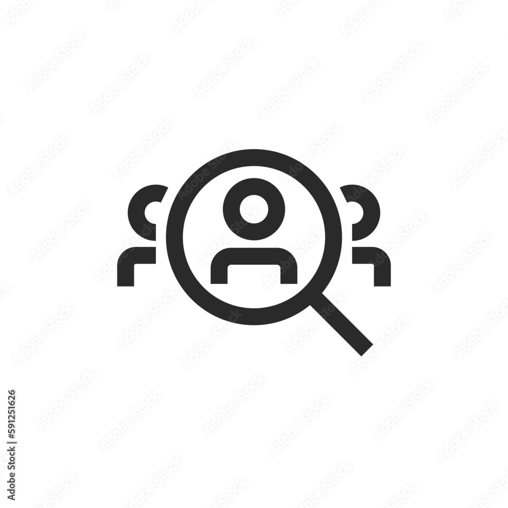 Searching for a person, linear style icon. Silhouette man and magnifying glass. Editable stroke width Searching for a person, linear style icon. Silhouette man and magnifying glass. Editable stroke width