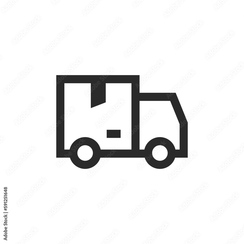 Fototapeta premium Delivery truck, linear style icon. Truck with a box. Editable stroke width