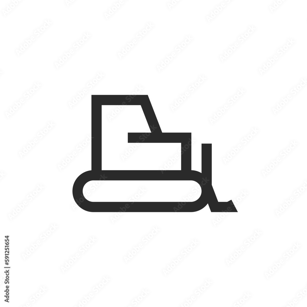 Bulldozer, linear style icon. Editable stroke width Bulldozer, linear style icon. Editable stroke width