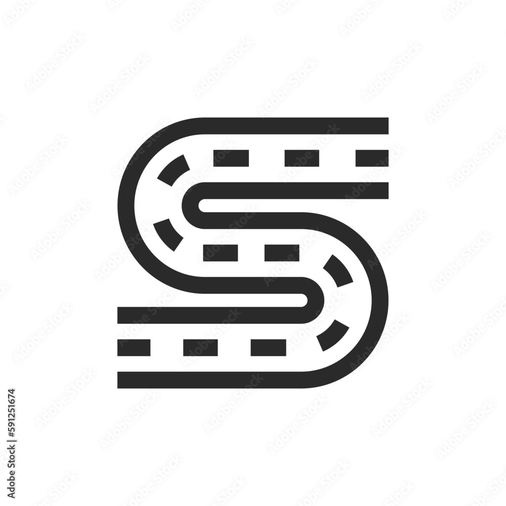 Winding road, linear style icon. Editable stroke width Winding road, linear style icon. Editable stroke width