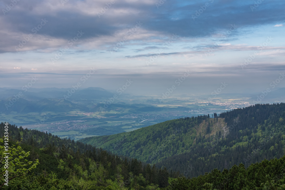Village Turany, Mala Fatra, Slovakia, view from under mountain Chleb