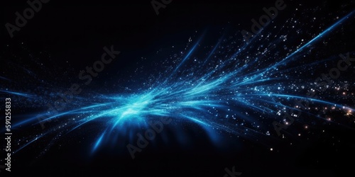 Dark blue and glow dust particle abstract background, Light ray shine beam (ID: 591255833)