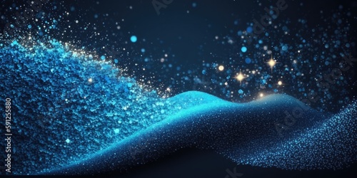 Dark blue and glow dust particle abstract background, Light ray shine beam effect (ID: 591255880)