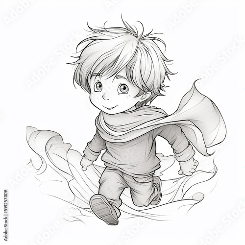 Wallpaper Mural Boy running, Illustration for coloring, AI generated Torontodigital.ca