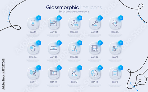 Set of Recovery computer, Dollar rate and File line icons for web app. Augmented reality, Timer, Fingerprint research icons. Checklist, Energy inflation, Water drop signs. Mineral oil. Vector