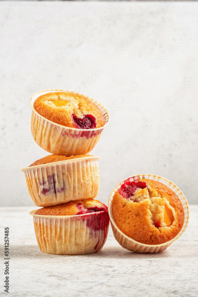 Baked Raspberry Peach Muffins Baked Raspberry Peach Muffins