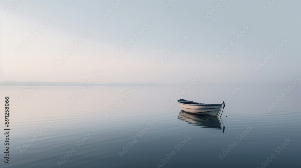 Boat on the Lake, Generative AI, Illustration