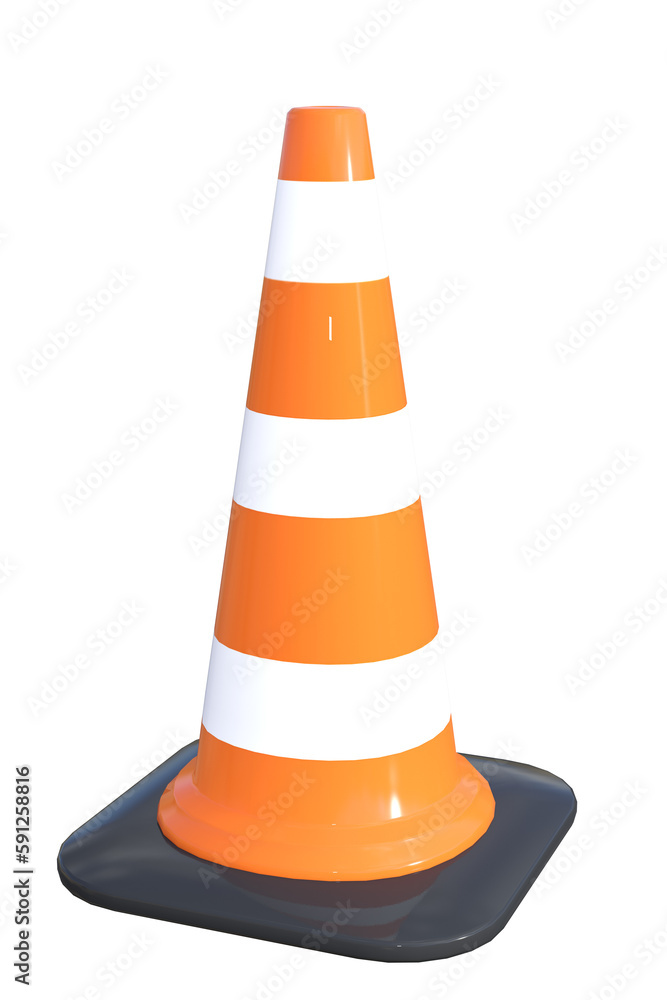 Traffic cone isolated on transparent background created with 3D Traffic cone isolated on transparent background created with 3D