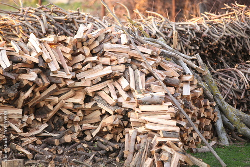 Obraz na płótnie A pile of firewood w salonie