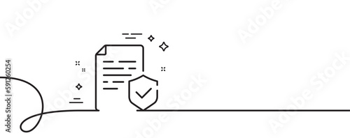 Certificate line icon. Continuous one line with curl. Approved test sign. Compliance document symbol. Certificate single outline ribbon. Loop curve pattern. Vector