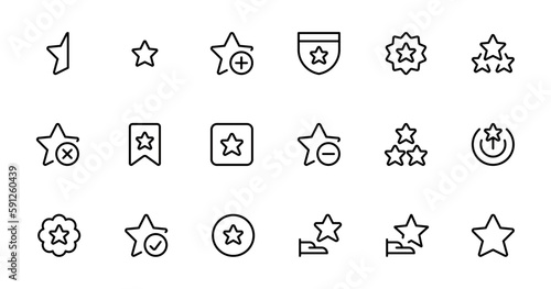 Product rating or customer review with stars and half star icon Design with Editable Stroke. Line, Solid, Flat Line, and Suitable for Web Page, Mobile App, UI, UX design.