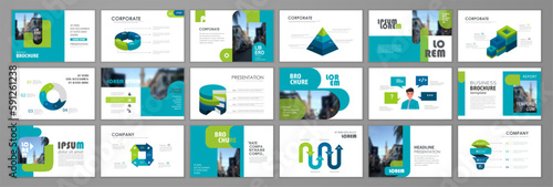 Business infographic elements template set. Keynote presentation background, slide templates design, website ideas, brochure cover design, landing page, annual report brochure. Vector Illustration