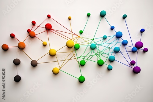 Fototapeta modern web line connection, color yarn, generative AI