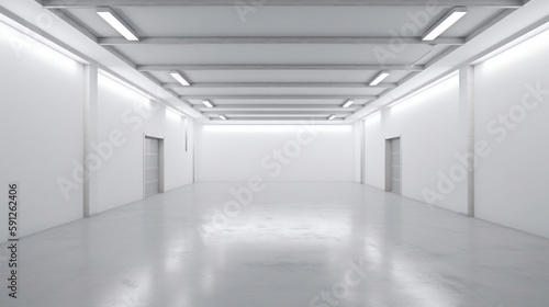 white empty minimalist garage with soft white light. ai generative