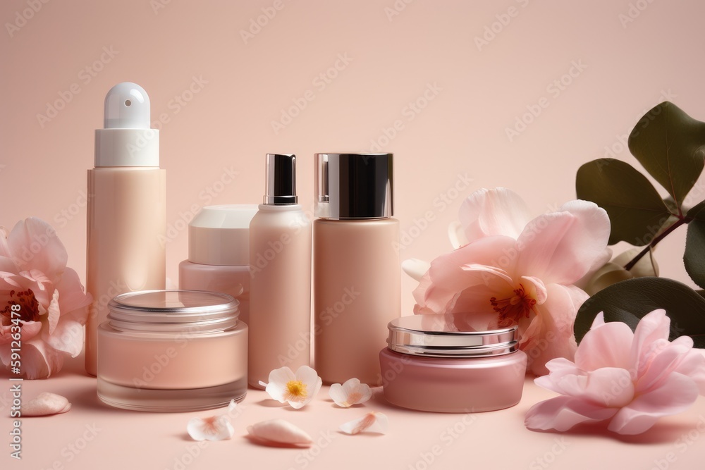 generic skin product cosmetics background - generative ai