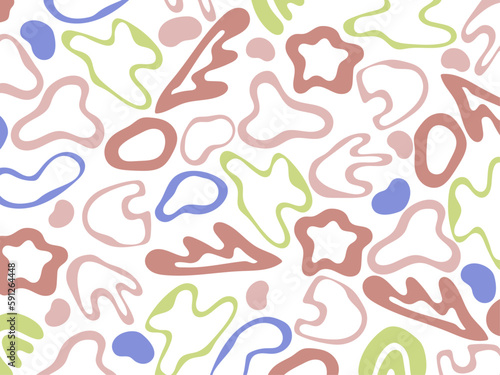 Set of vector abstract doodle shapes in pastel colors. Hand Drawn Elements  Organic Shapes