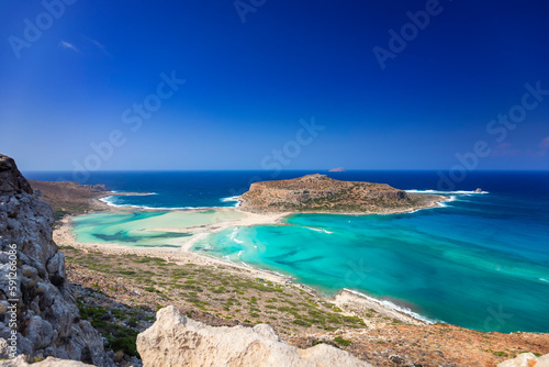 Fototapeta Krajobraz morski. Widok na cudowną lagunę Balos, Kreta, Grecja. 