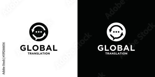 World translation agency logo, vector creative. Brand sign again translation