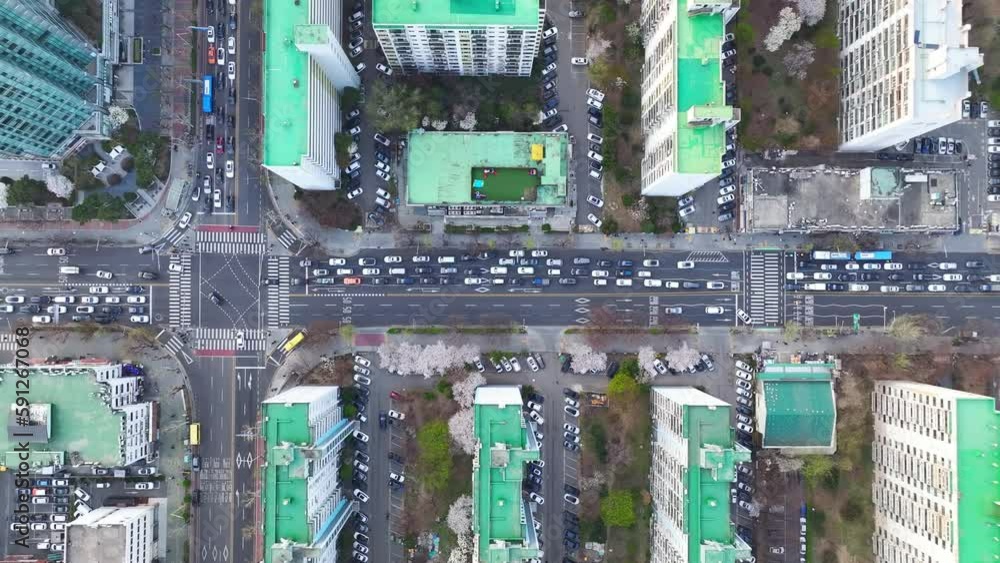 Drone View of Seoul city in South Korea, Yeouido Financial District Drone View of Seoul city in South Korea, Yeouido Financial District