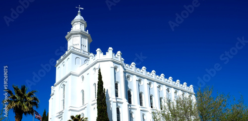 St. George Mormon LDS Temple White Stone Church Religion photo