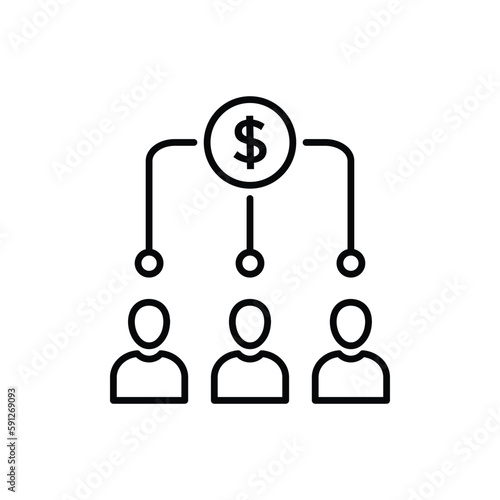 abstract thin line investors teamwork icon. concept of financial income or capital conference or insurance. outline trend sponsor or rich people logotype graphic design web element isolated on white