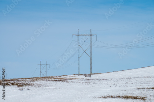 power lines in winter