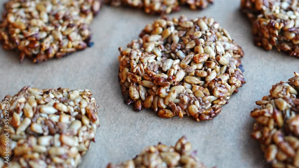 Vegan cookies made of banana and different seeds, photographed with natural light Vegan cookies made of banana and different seeds, photographed with natural light