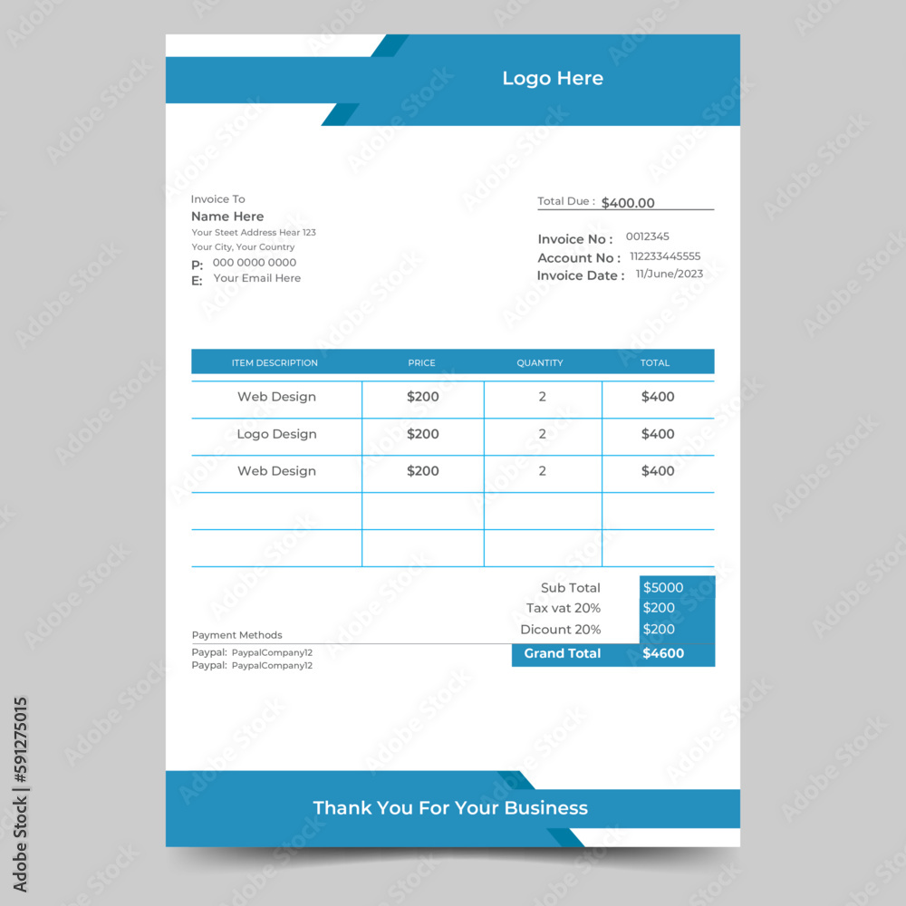 clean invoice template vector design clean invoice template vector design