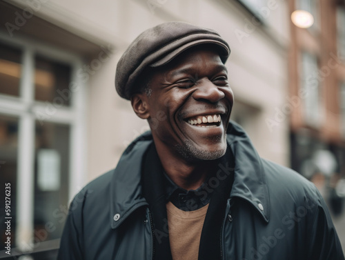 portrait of a laughing black man