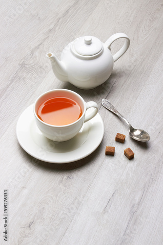 Cup of Tea on a light wooden background