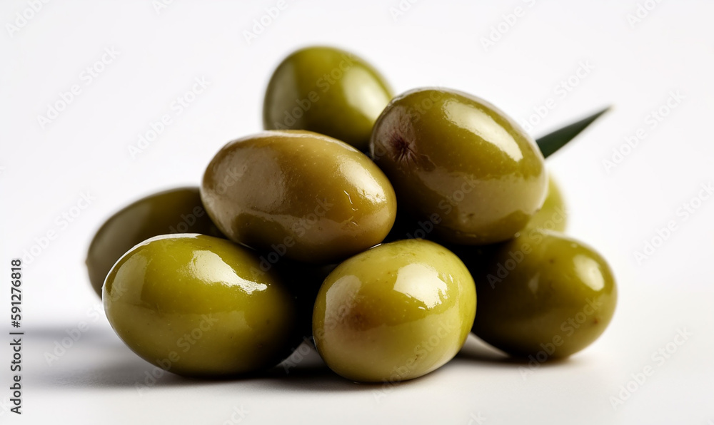 green olives on a white background green olives on a white background