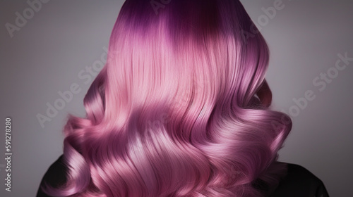 purple to pink gradient wavey woman's hair