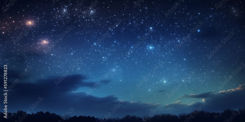 Blue night sky with stars background