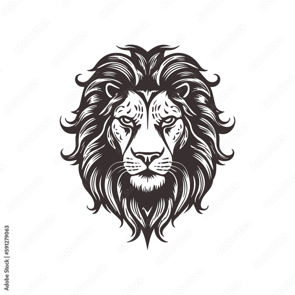 Abstract Lion Head Logo Design with Line Art Graphic Style. Abstract Lion Head Logo Design with Line Art Graphic Style.