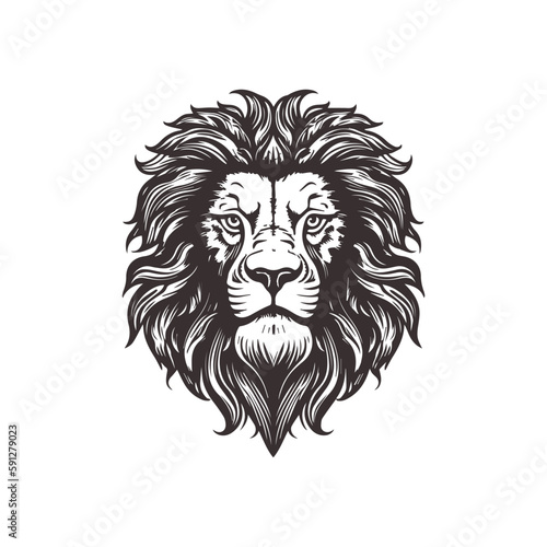 Abstract Lion Head Logo Design with Line Art Graphic Style. © Niet'z Studio