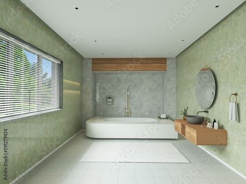 Bathroom interior 3d render  3d illustration