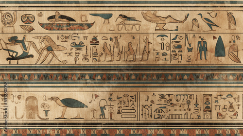 Hieroglyphics Seamless Repeating Texture, Generative AI
