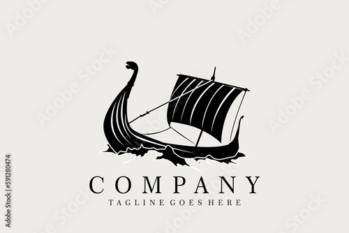 Vintage Traditional Longboat Viking War Ship Drakkar