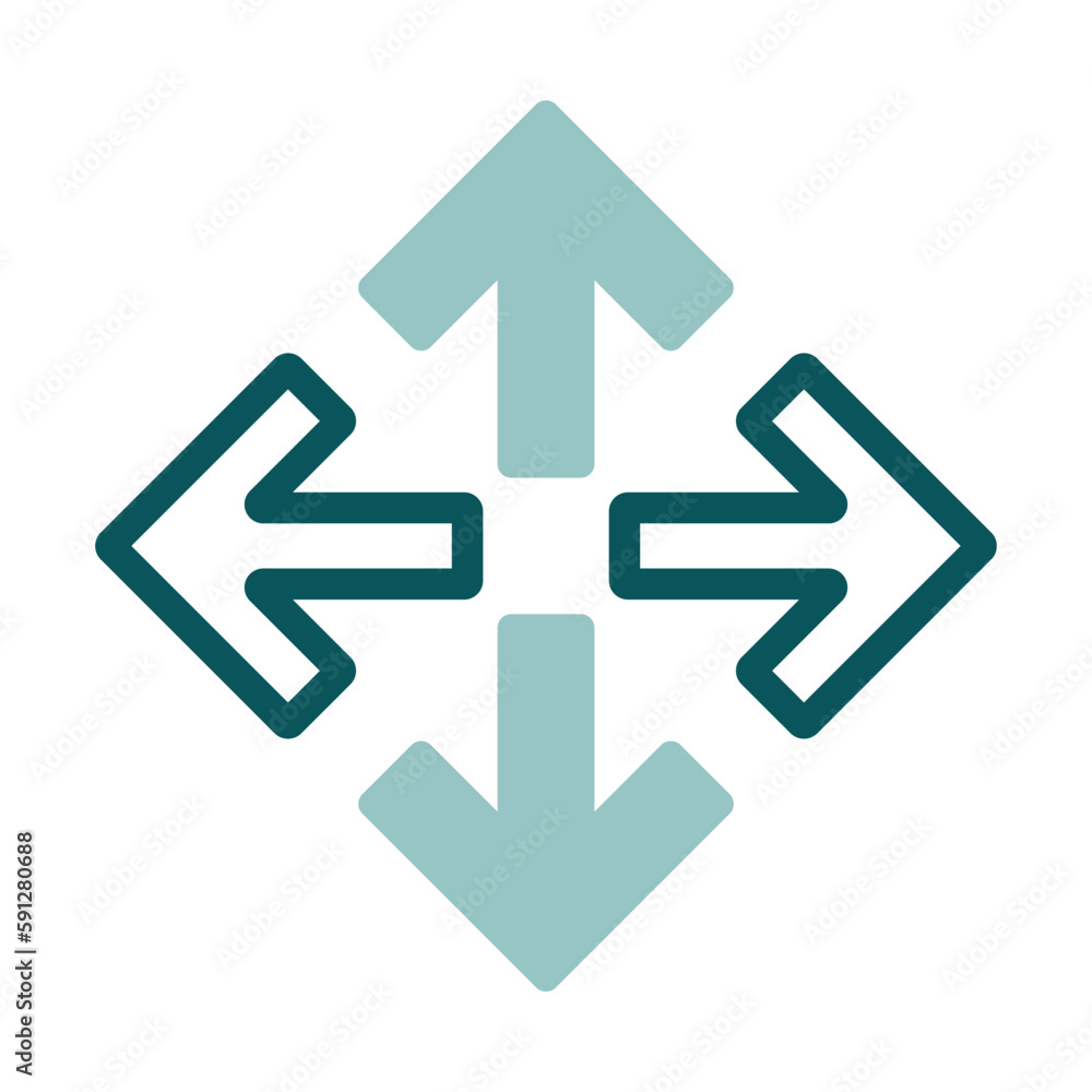 Four arrows pointing from the center vector icon Four arrows pointing from the center vector icon