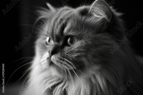 close-up portrait of a cute persian cat, Generative AI