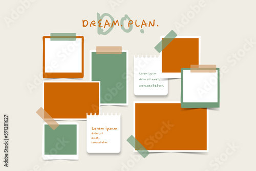 Vector photo collage template moodboard pictures grids vector illustration