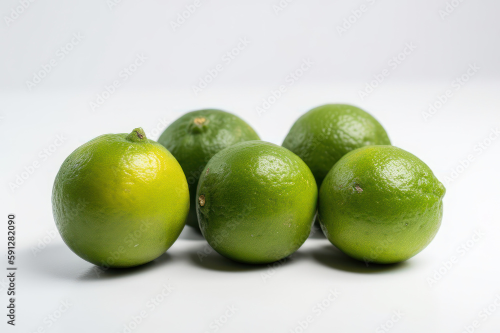 Lime, multiple limes on a white isolated background, generative ai, Fresh tasty fruit Lime, multiple limes on a white isolated background, generative ai, Fresh tasty fruit